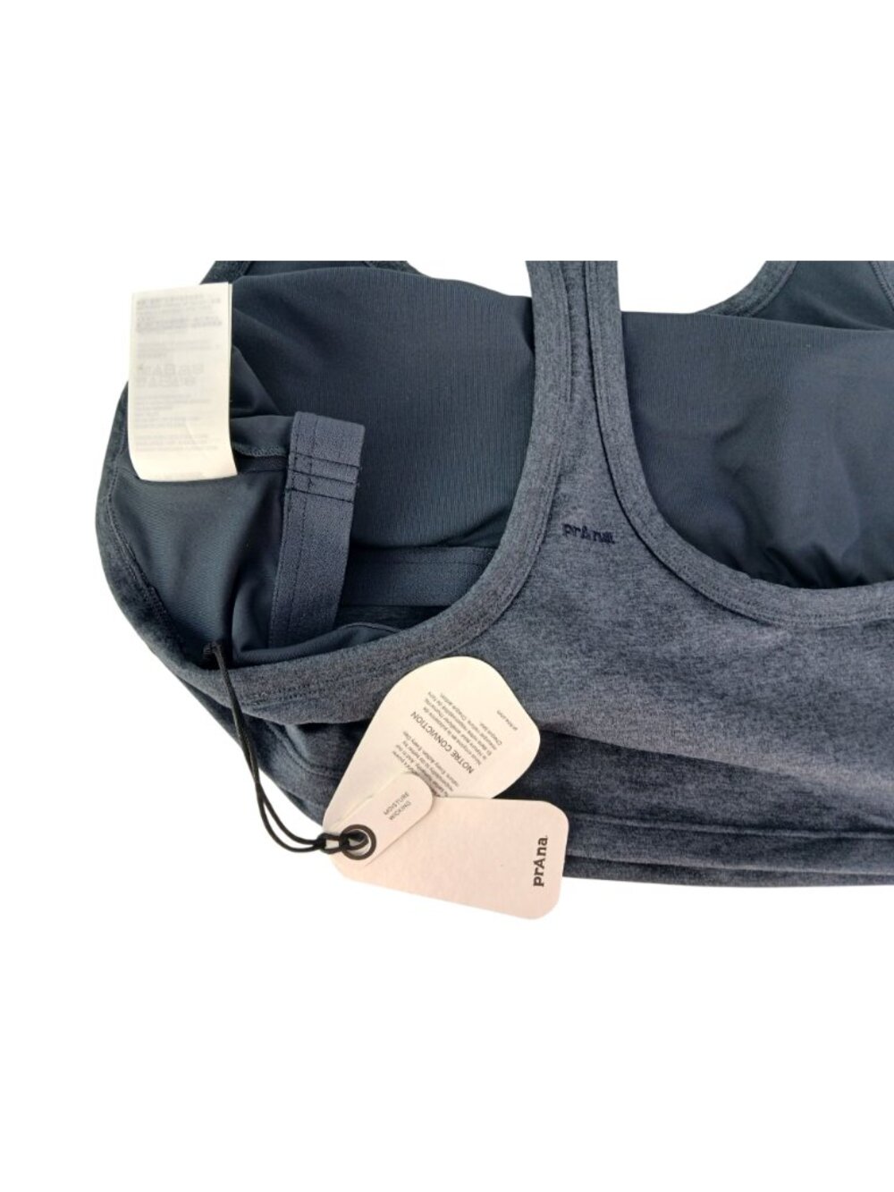 PrAna Womens Heathered Racerback Bralette XL Gray Moisture Wicking UPF 50 Bra - Picture 7 of 8